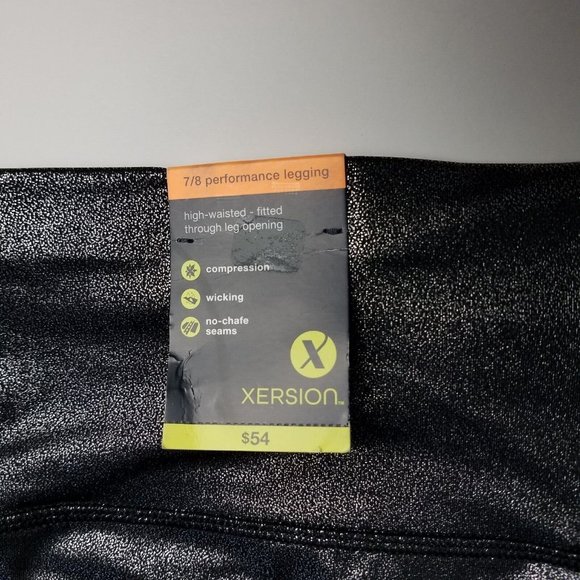 xersion Womens Active Leggings High Waisted 7/8 Length Size XXL Silver Metallic - Picture 7 of 8